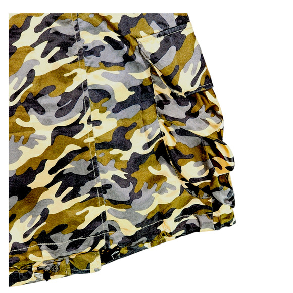 TOV sz 38 Holy G Satin Camo Shirt Jacket Women Diagonal Zip Front Army Green - Picture 15 of 15